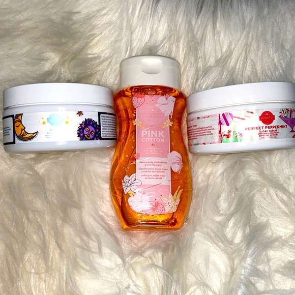 Scentsy bundle of 2 sugar scrubs in LUNA &PERFECT PEPPERMINT,PINK COTTON wash - Picture 2 of 8